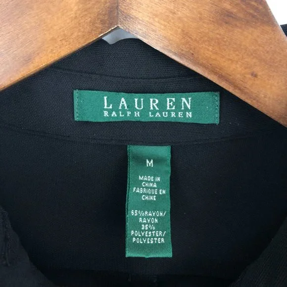 LRL Lauren Ralph Lauren Women's Size Medium Black Button Front Collared Dress - Picture 7 of 9